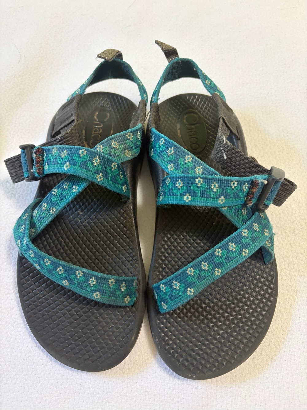Chaco Teal Floral Webbing Outdoor Sandals